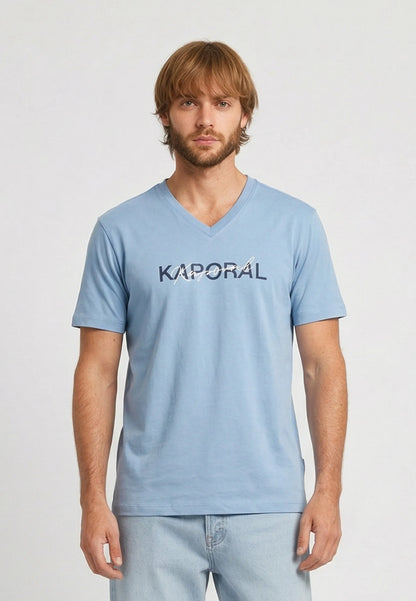 RALY sky blue stretch cotton slim short-sleeved T-shirt