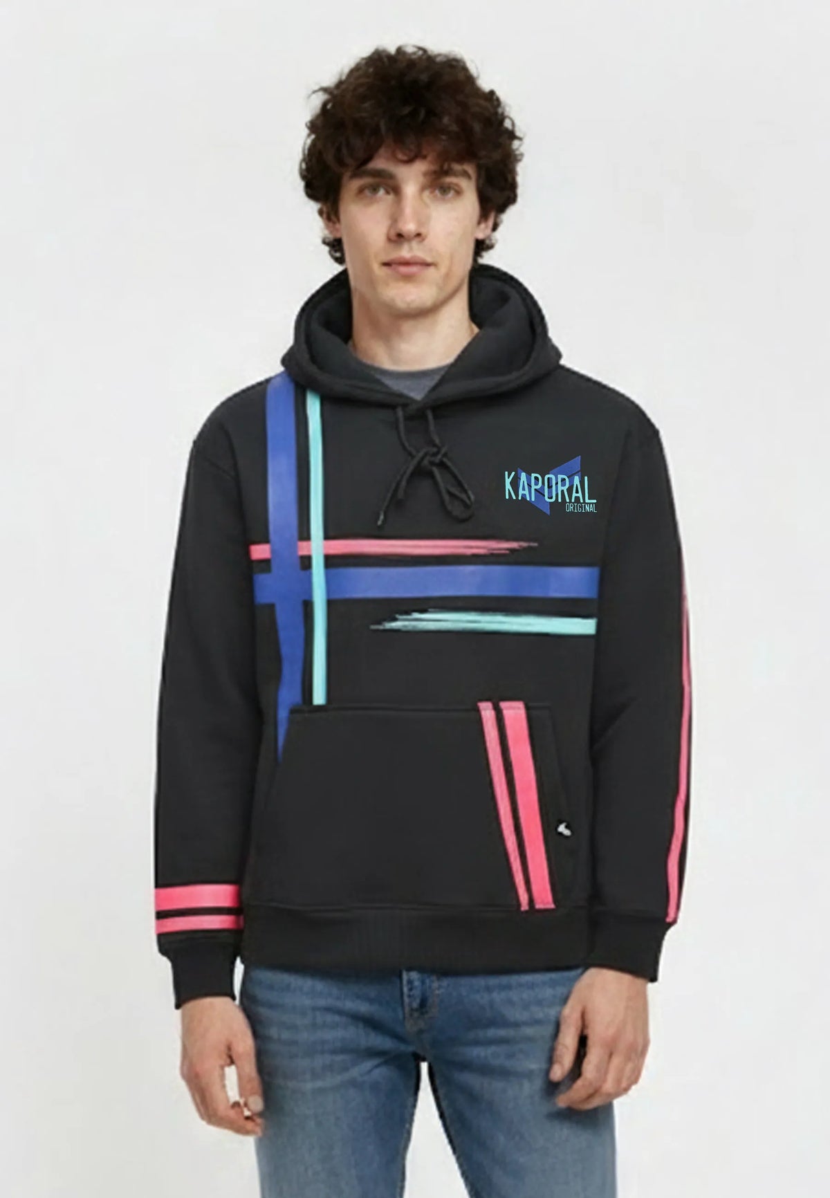 Sweat à capuche regular noir coton polyester REGAN