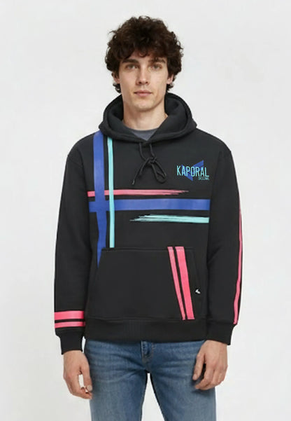 Sweat à capuche regular noir coton polyester REGAN