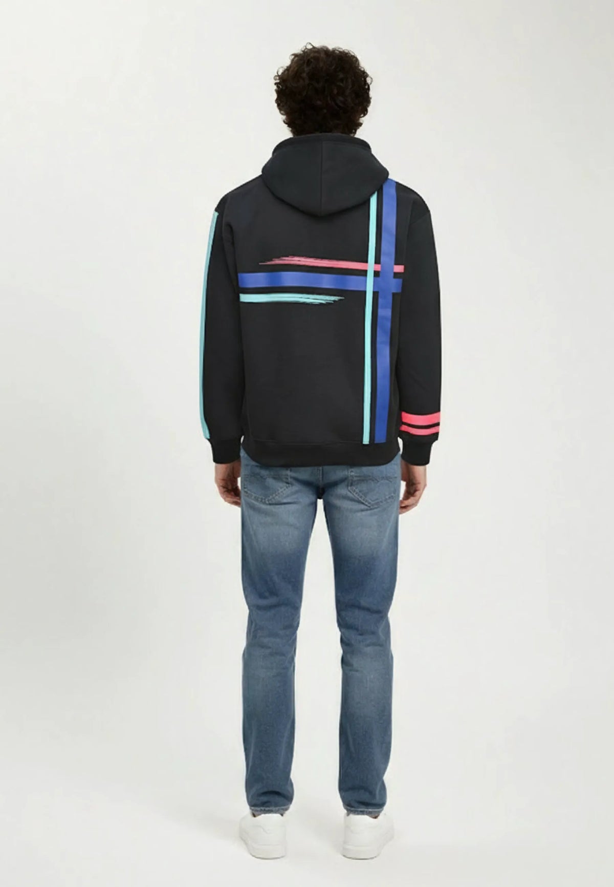 Sweat à capuche regular noir coton polyester REGAN