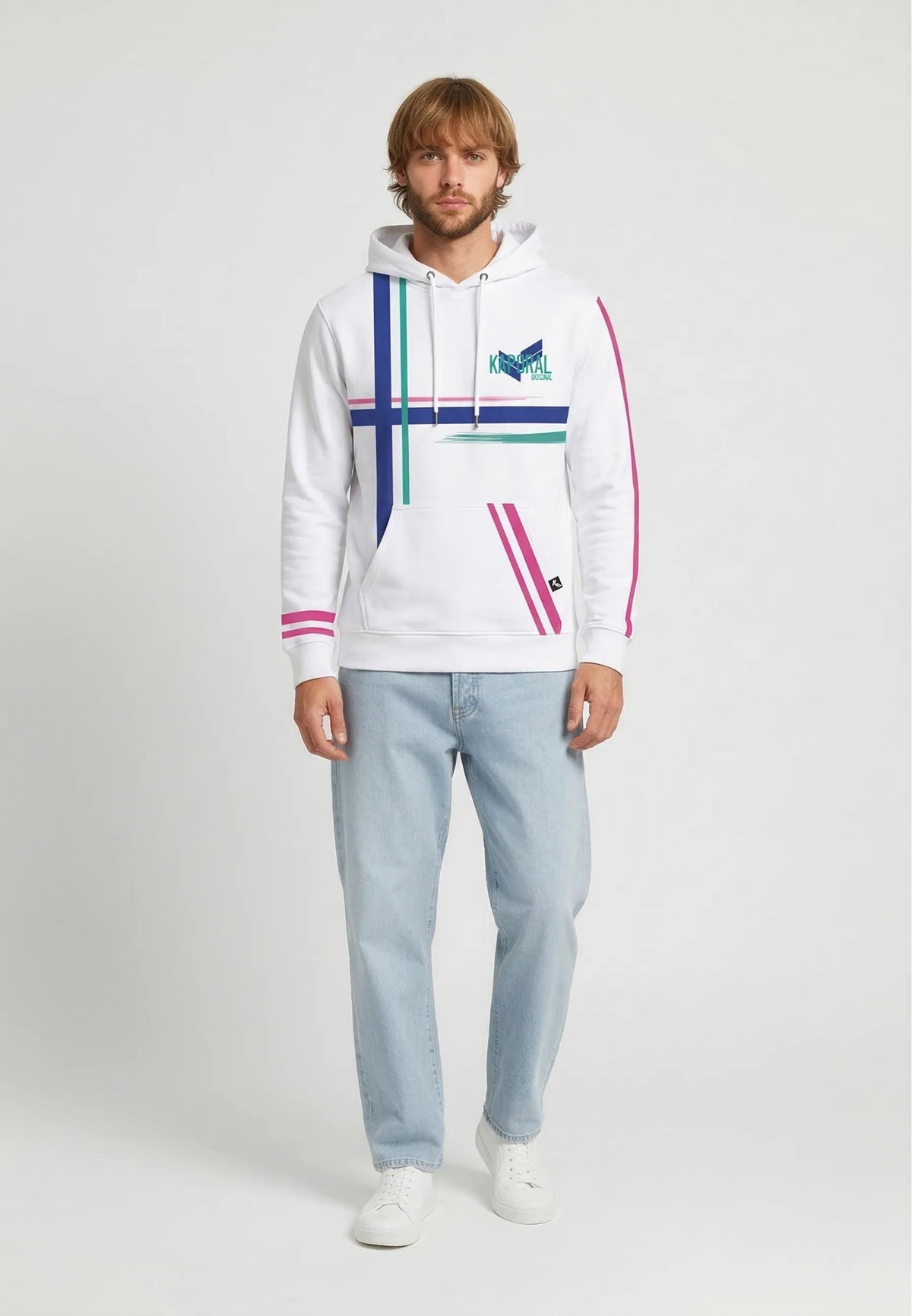 Sweatshirt with hood regular white cotton polyester REGAN
