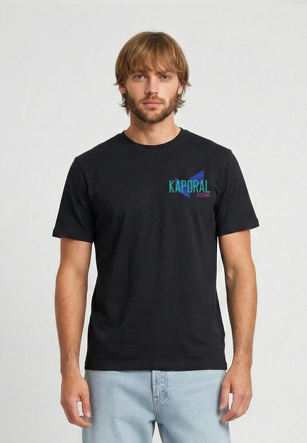 T-shirt short sleeves regular black cotton RIDUR