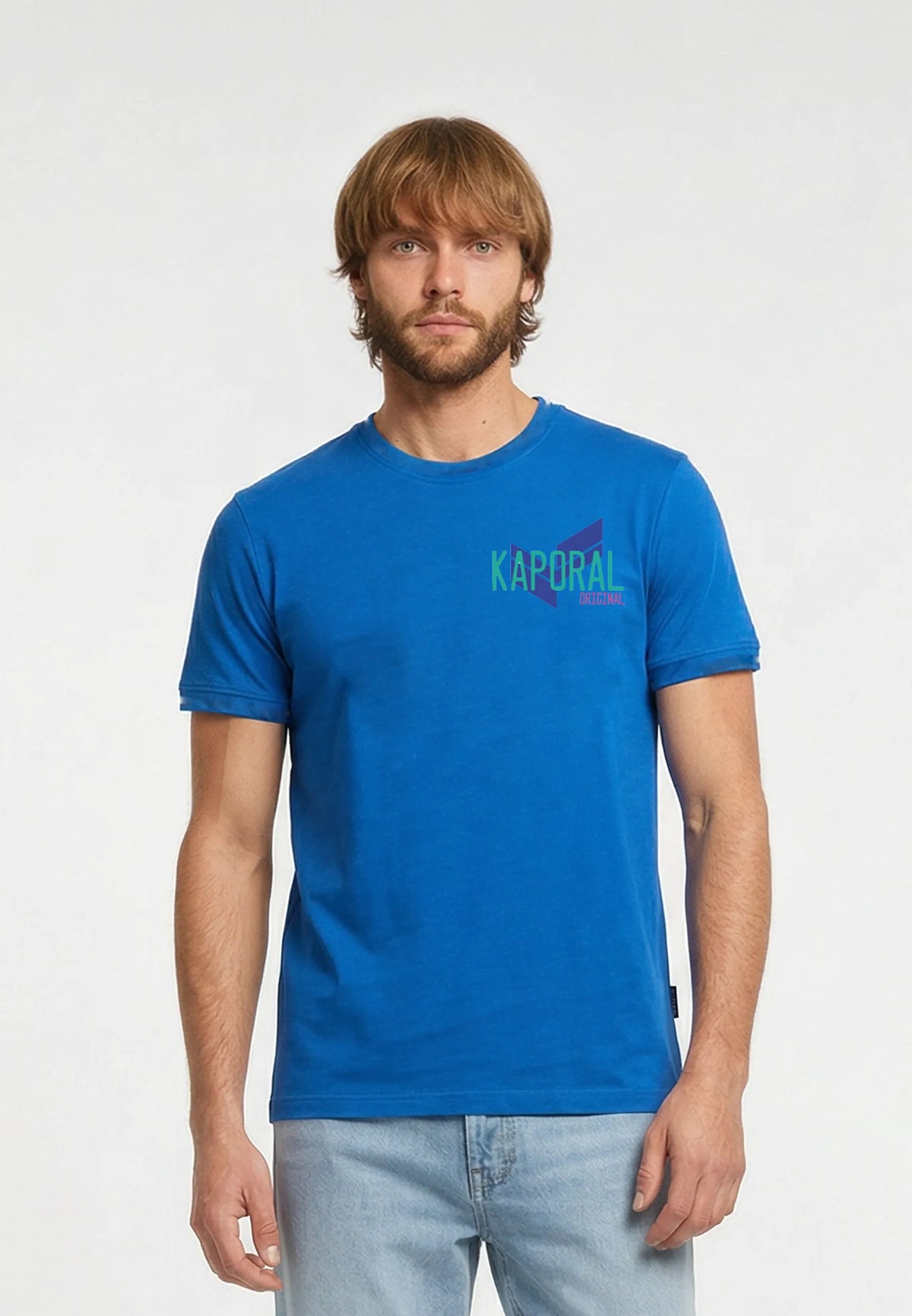T-shirt short sleeves regular blue cotton RIDUR