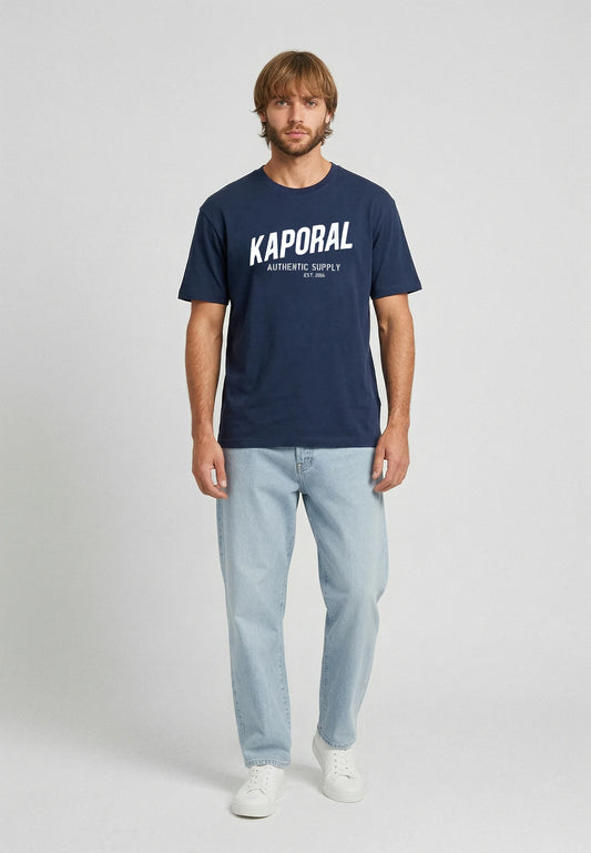 T-shirt short sleeves slim navy cotton stretch RYZZ
