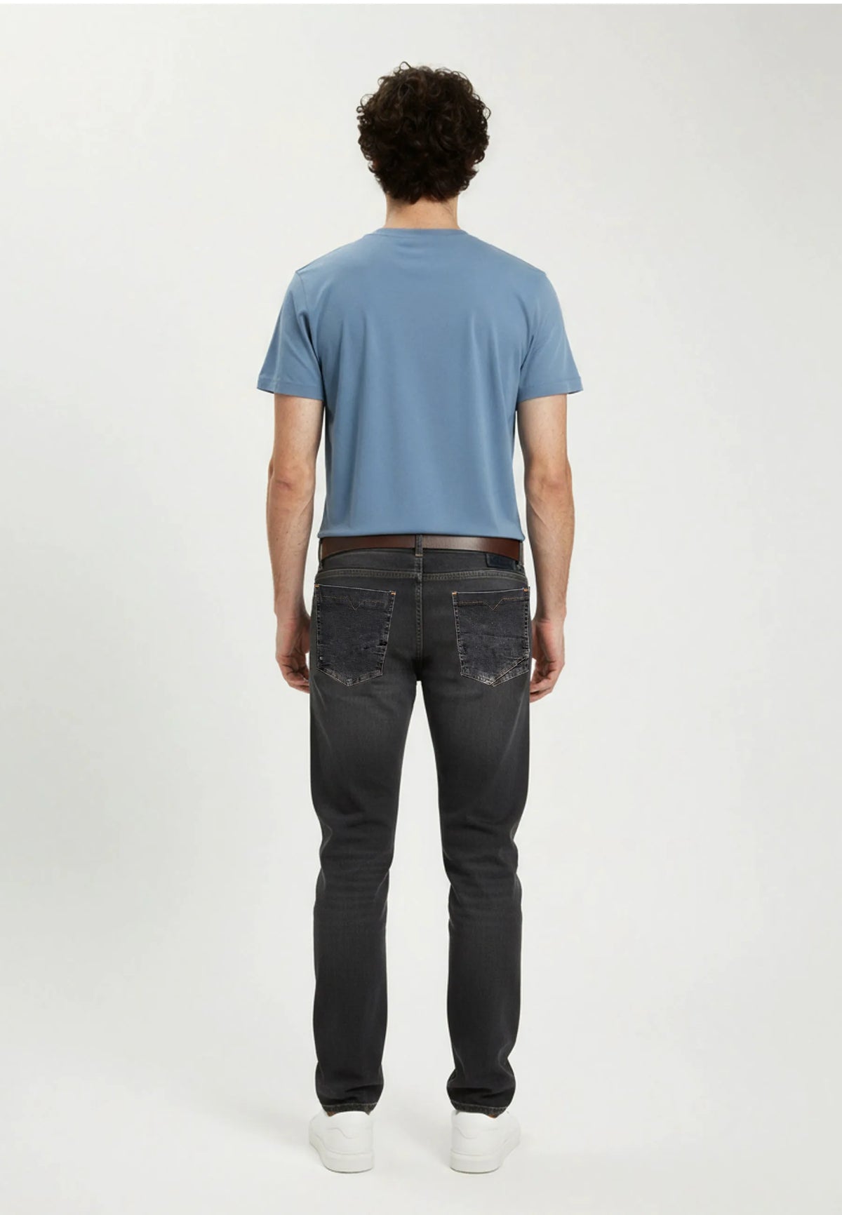 RYZZ slim short-sleeve T-shirt light blue stretch cotton