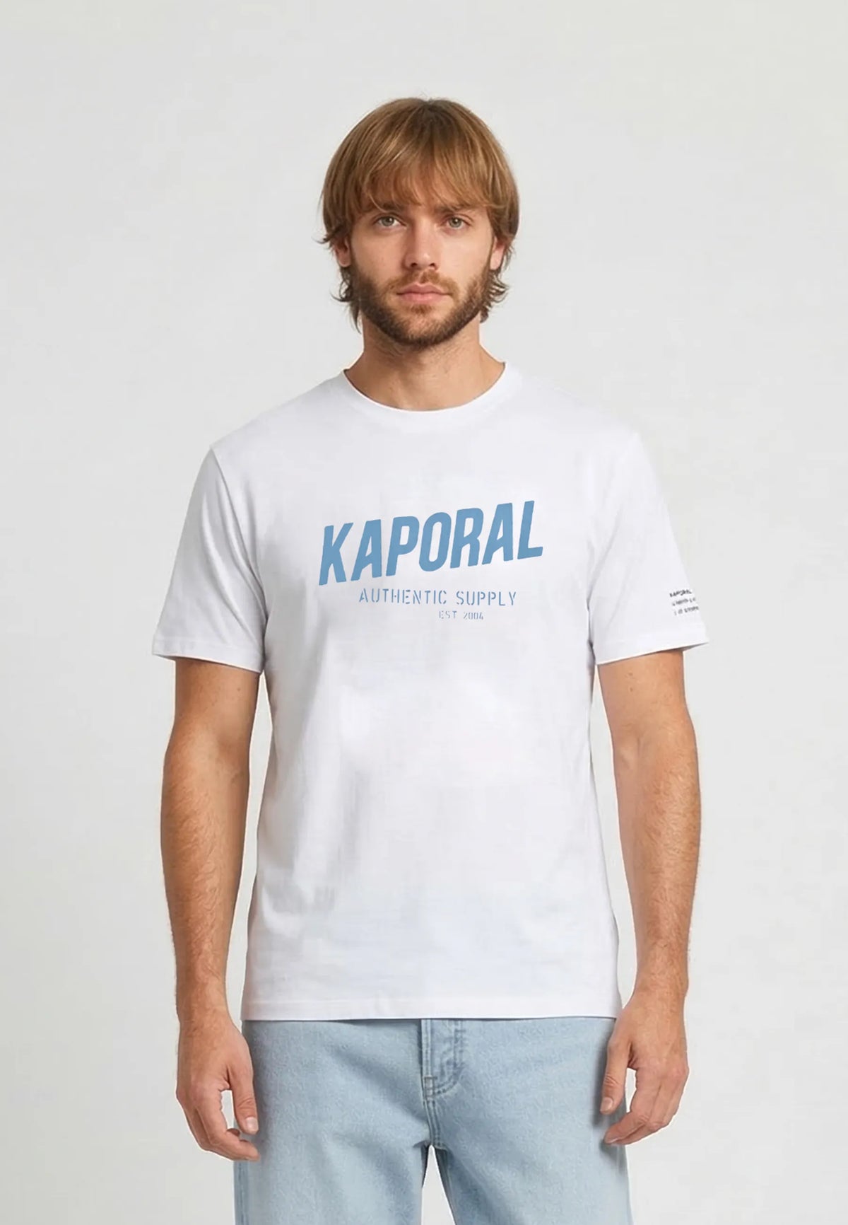 T-shirt short sleeves slim white cotton stretch RYZZ