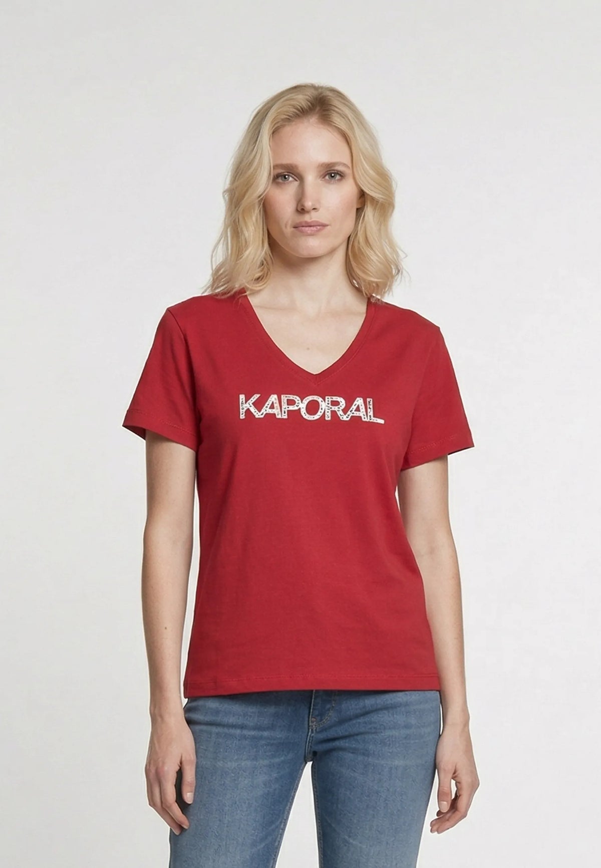 T-shirt short sleeves slim red cotton stretch SELIV