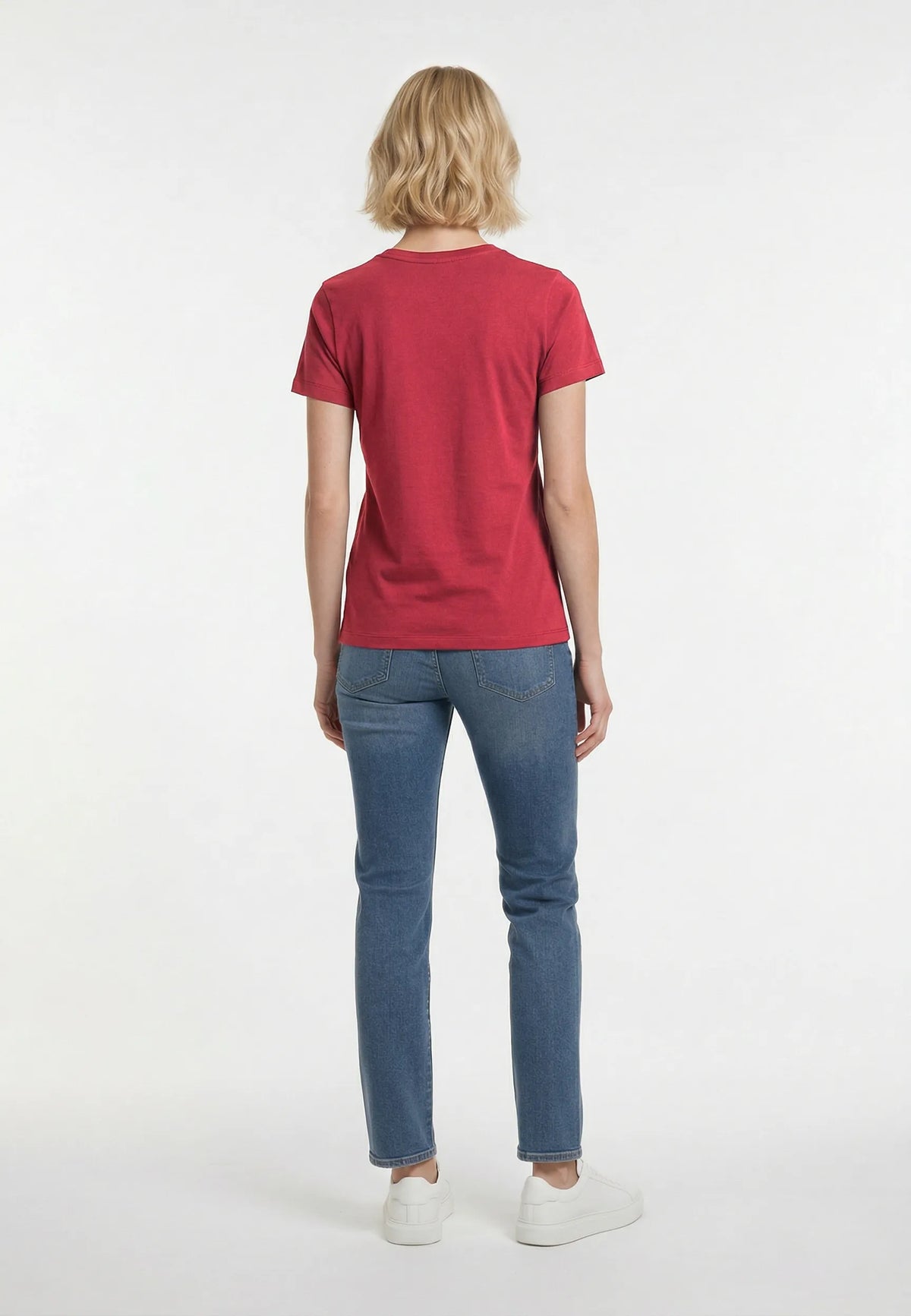 T-shirt short sleeves slim red cotton stretch SELIV