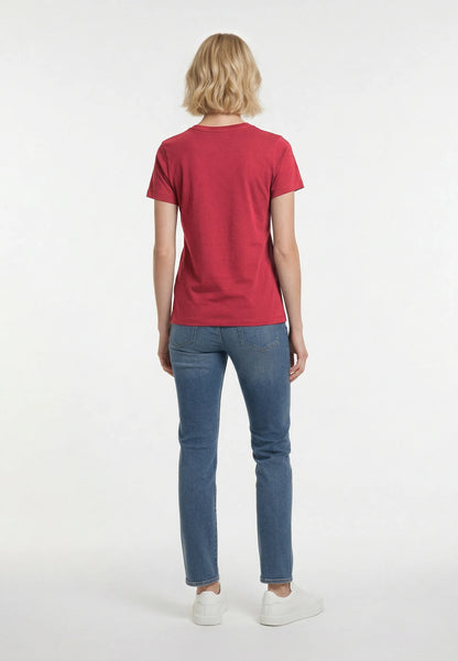 T-shirt short sleeves slim red cotton stretch SELIV