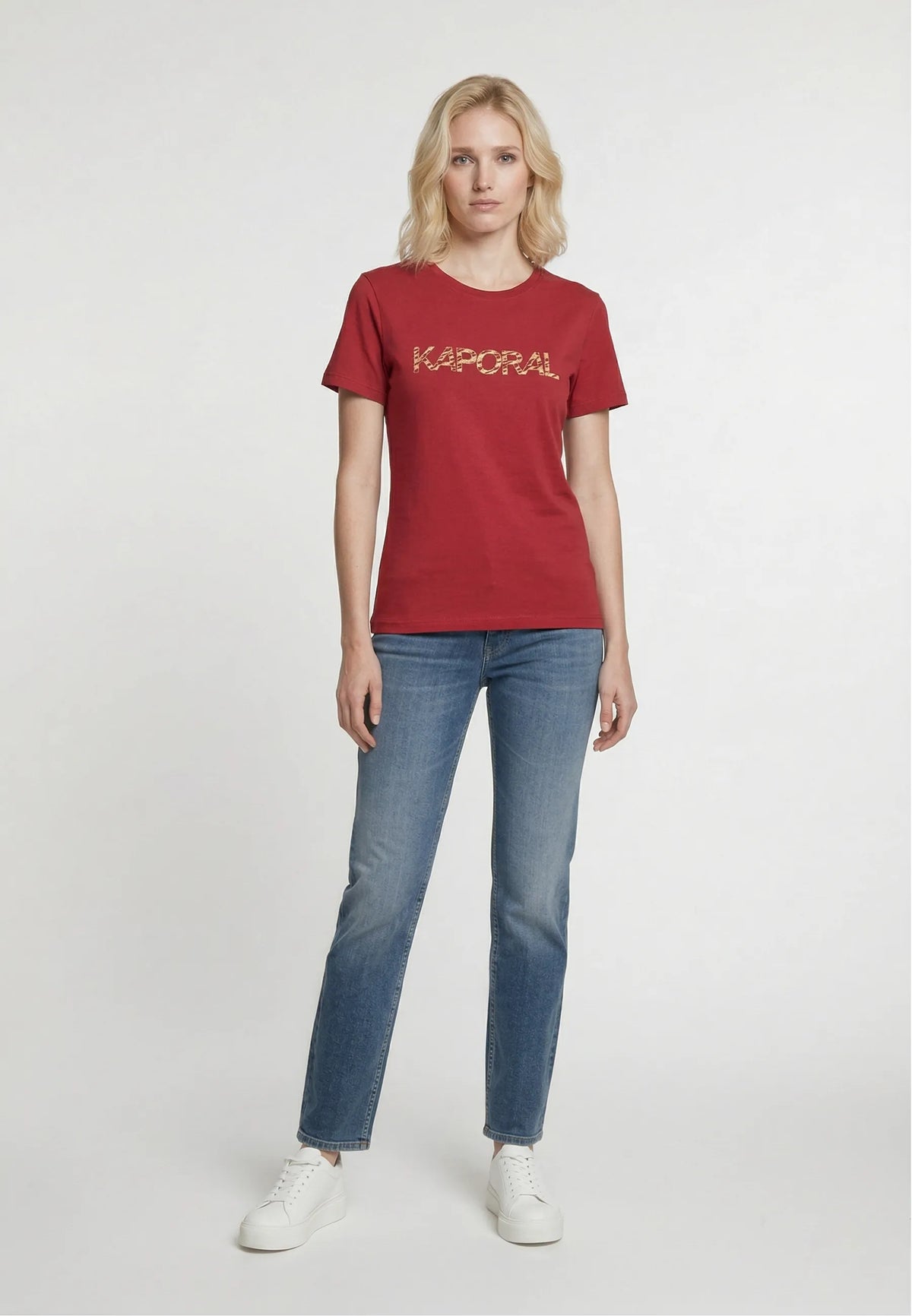T-shirt short sleeves slim red cotton stretch SELOR