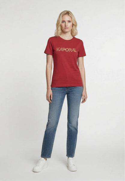 T-shirt short sleeves slim red cotton stretch SELOR