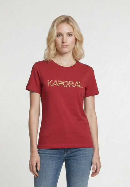T-shirt short sleeves slim red cotton stretch SELOR