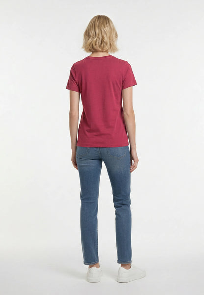 T-shirt short sleeves slim red cotton stretch SELOR