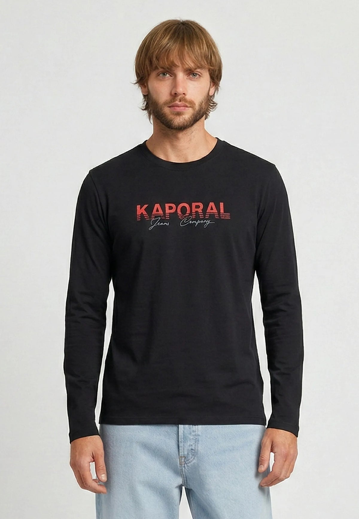 T-shirt manches longues regular noir coton TAMAO