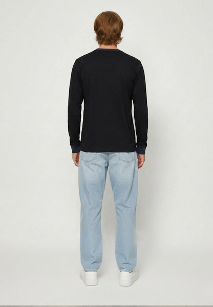 T-shirt manches longues regular noir coton TAMAO