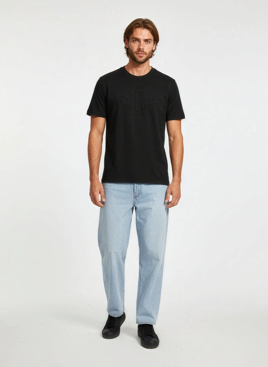T-shirt short sleeves regular black cotton TIMAL