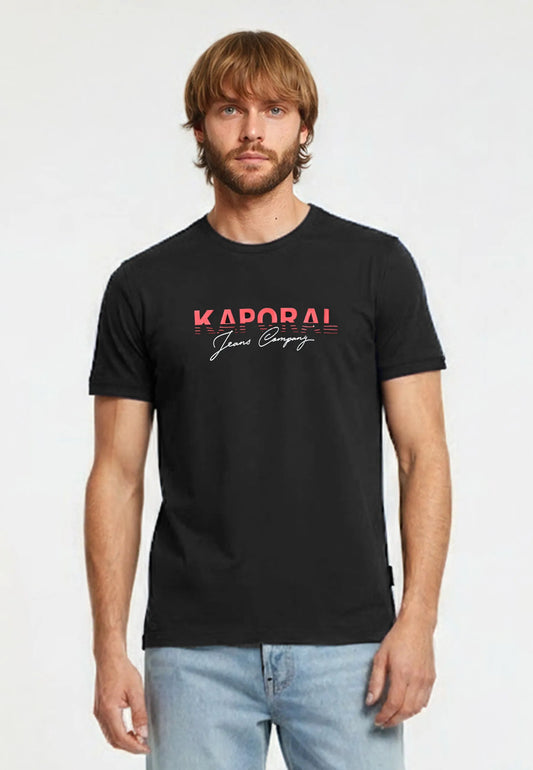 T-shirt short sleeves regular black cotton TIMEO