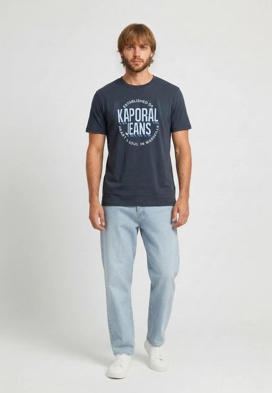 TYLER navy blue cotton regular short-sleeved T-shirt