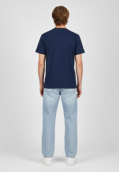 VADI navy blue cotton regular short-sleeved T-shirt