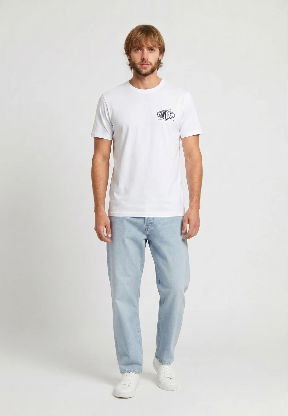 VADI white cotton regular short-sleeved T-shirt