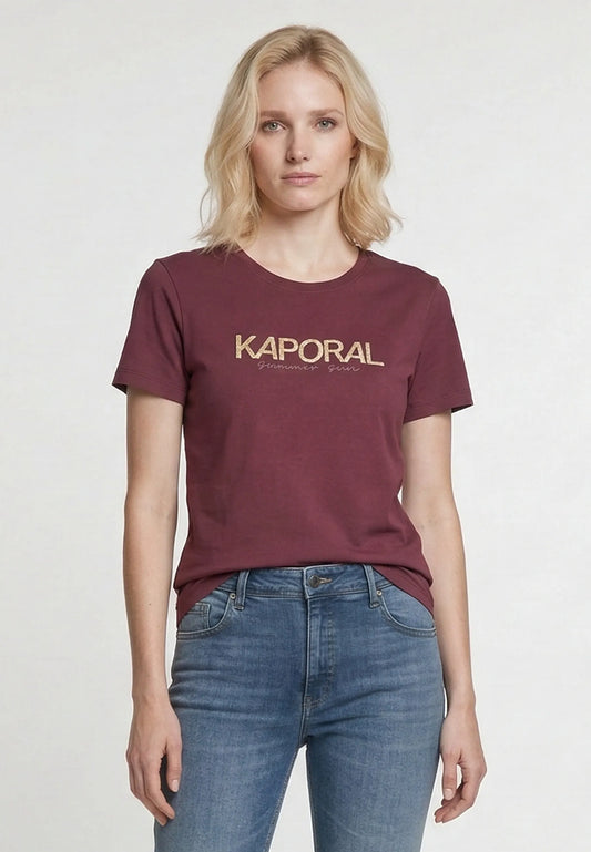 JASIC burgundy stretch cotton slim short-sleeve T-shirt