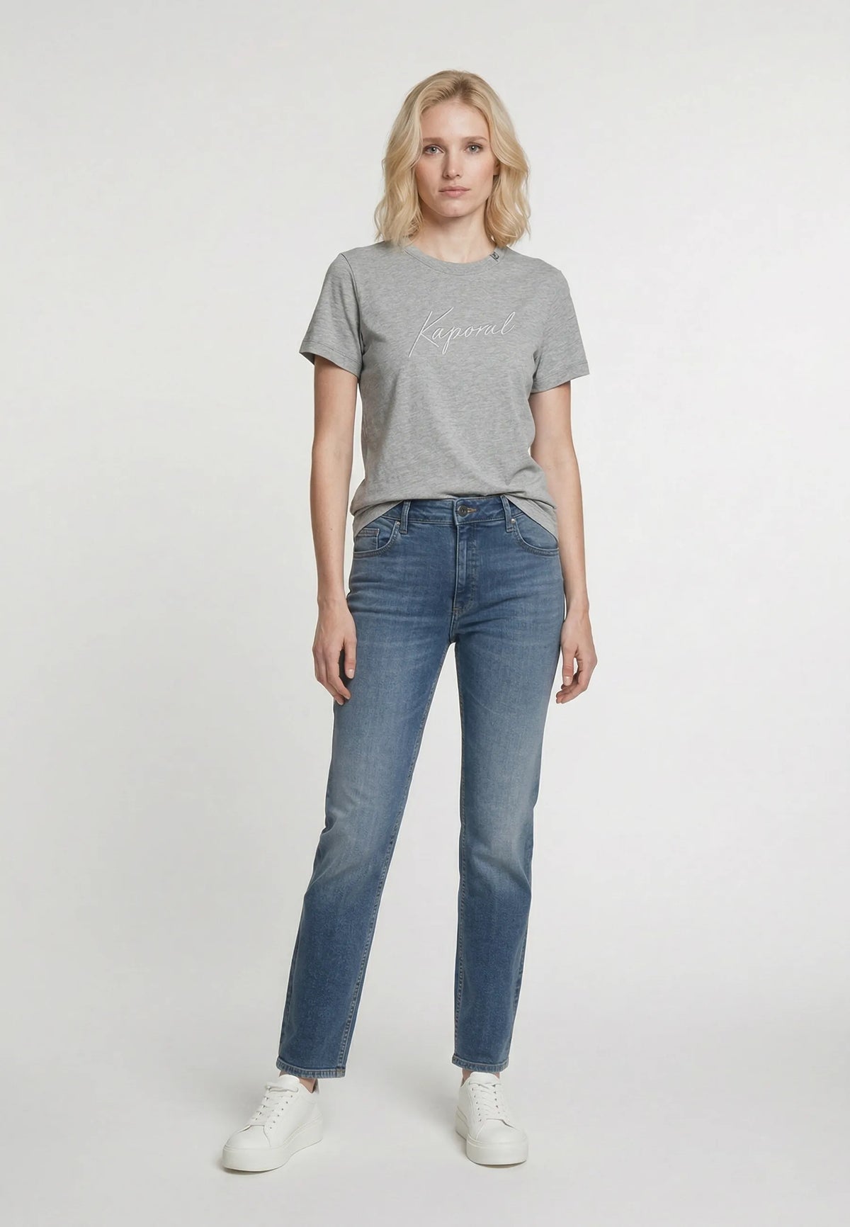 KRAK slim heather grey stretch cotton short-sleeved T-shirt