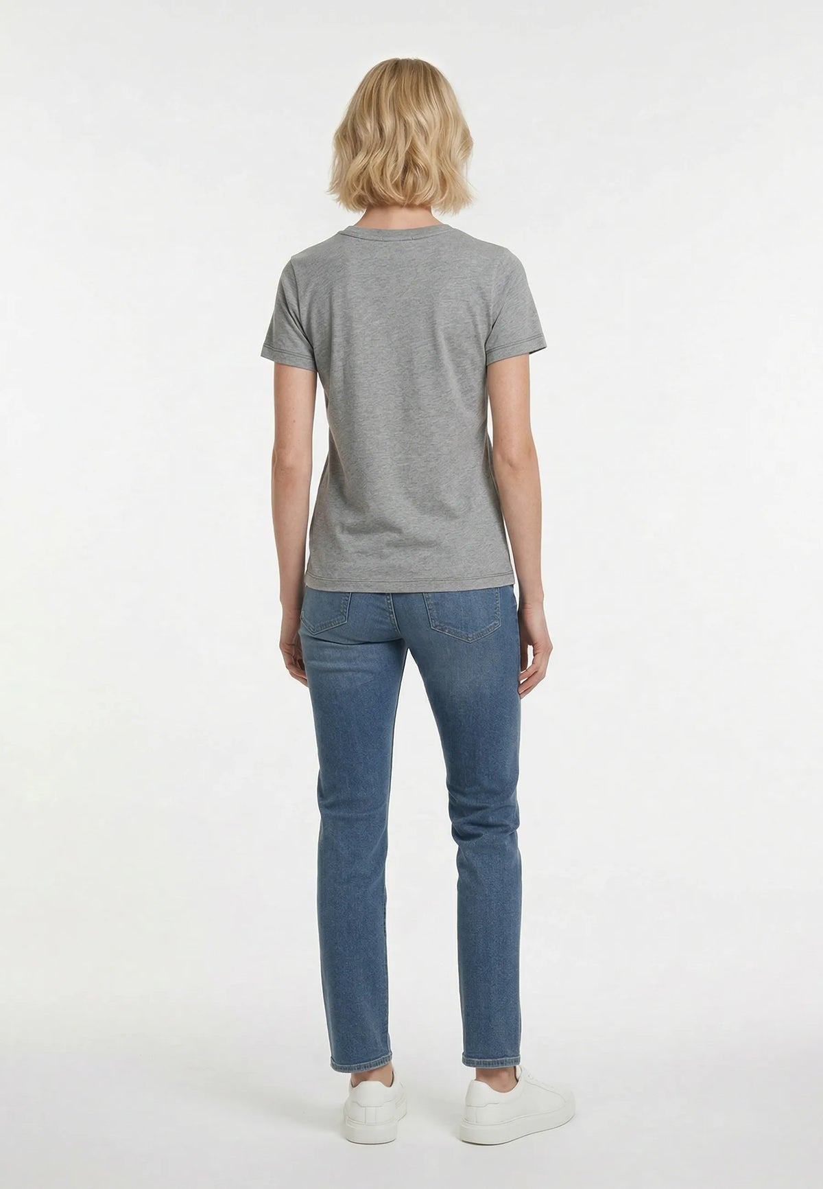KRAK slim heather grey stretch cotton short-sleeved T-shirt