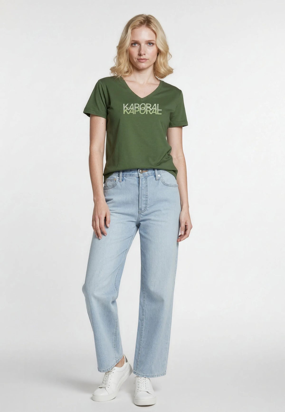LIA slim short-sleeve T-shirt khaki stretch cotton