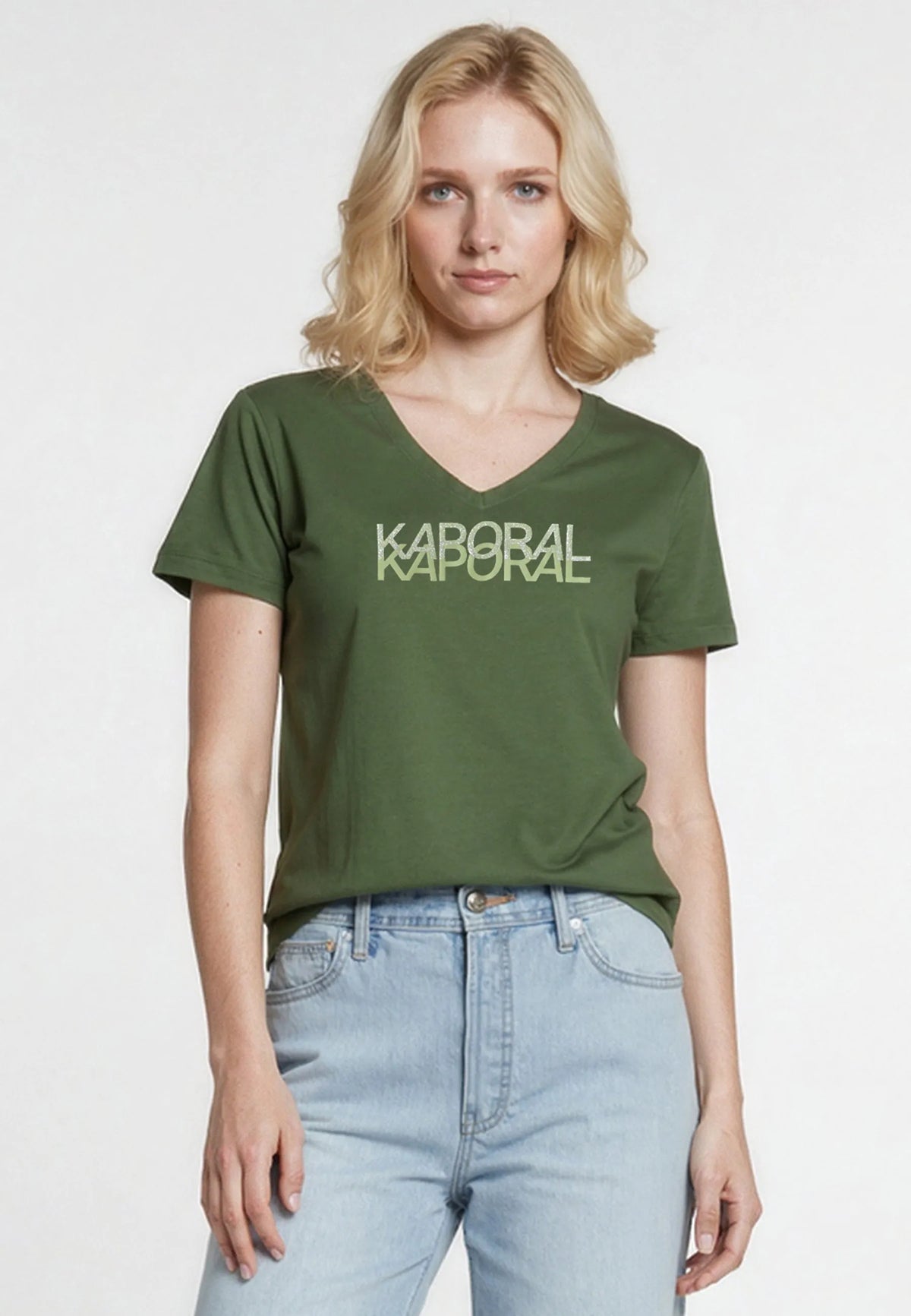LIA slim short-sleeve T-shirt khaki stretch cotton