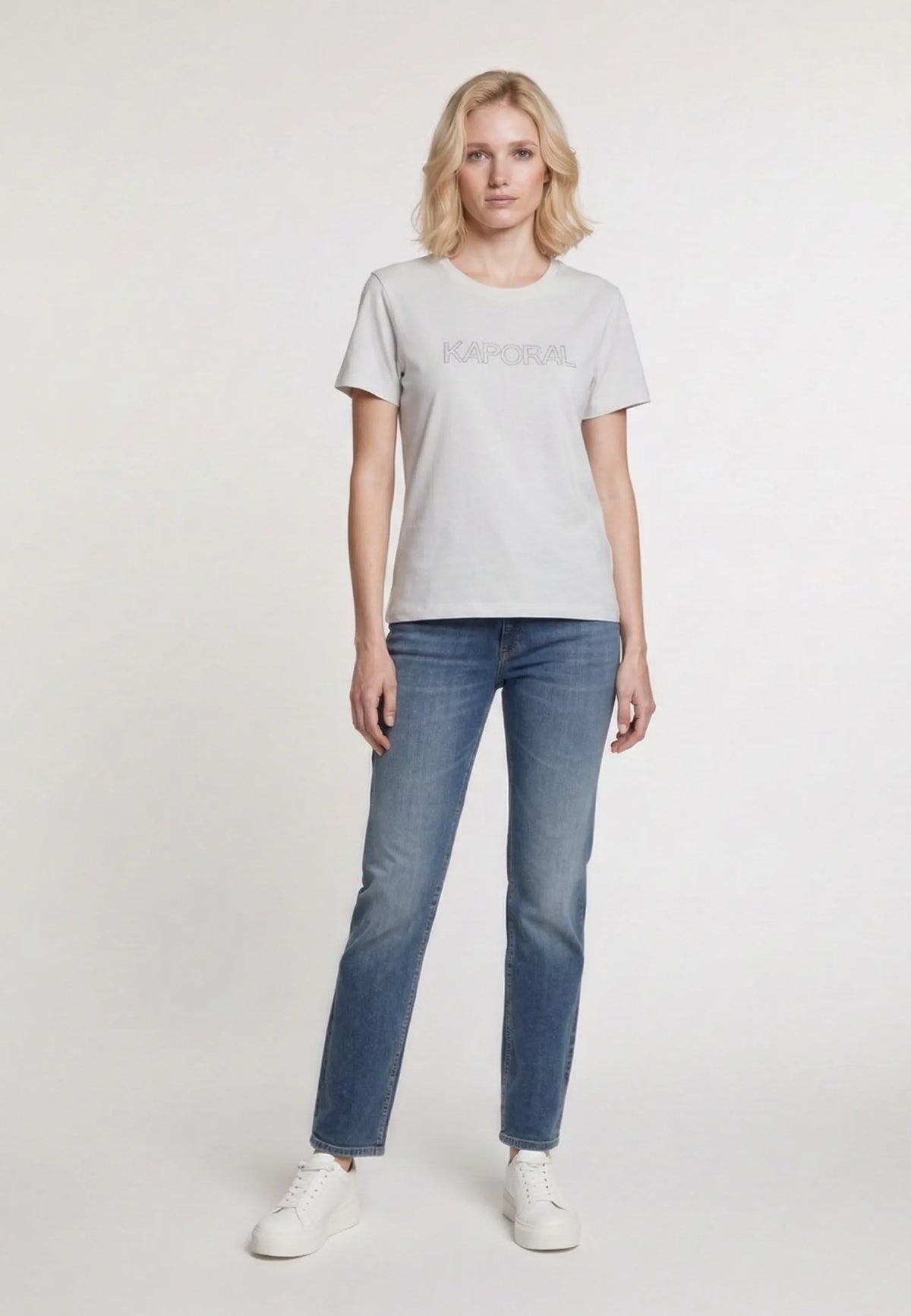 FARO slim short-sleeve T-shirt off-white stretch cotton