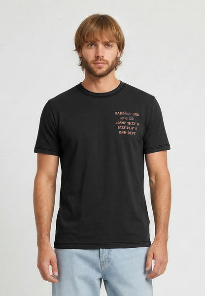 BARK regular black cotton short-sleeved T-shirt