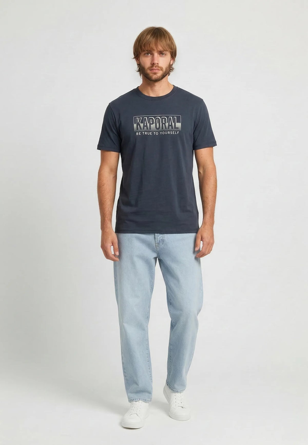 BAZZI navy cotton regular short-sleeve T-shirt
