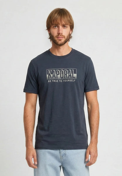 BAZZI navy cotton regular short-sleeve T-shirt
