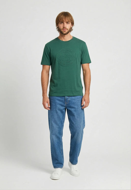 KRAFT regular green cotton short-sleeved T-shirt