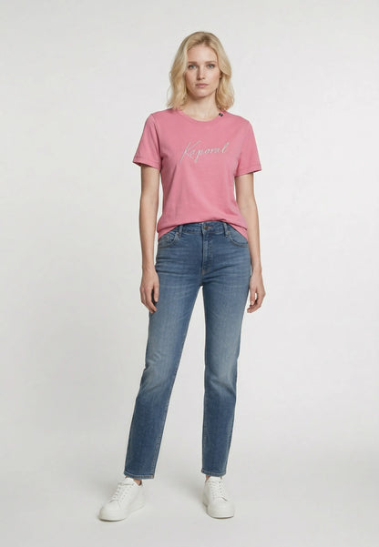 KRAK slim pink stretch cotton short-sleeved T-shirt