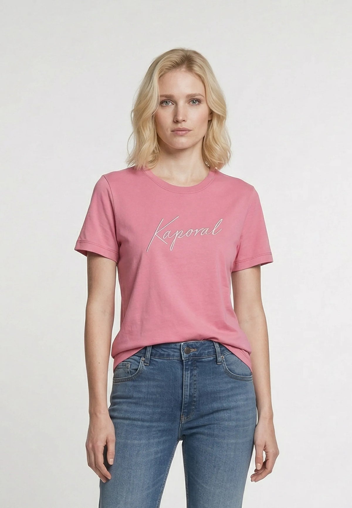 KRAK slim pink stretch cotton short-sleeved T-shirt