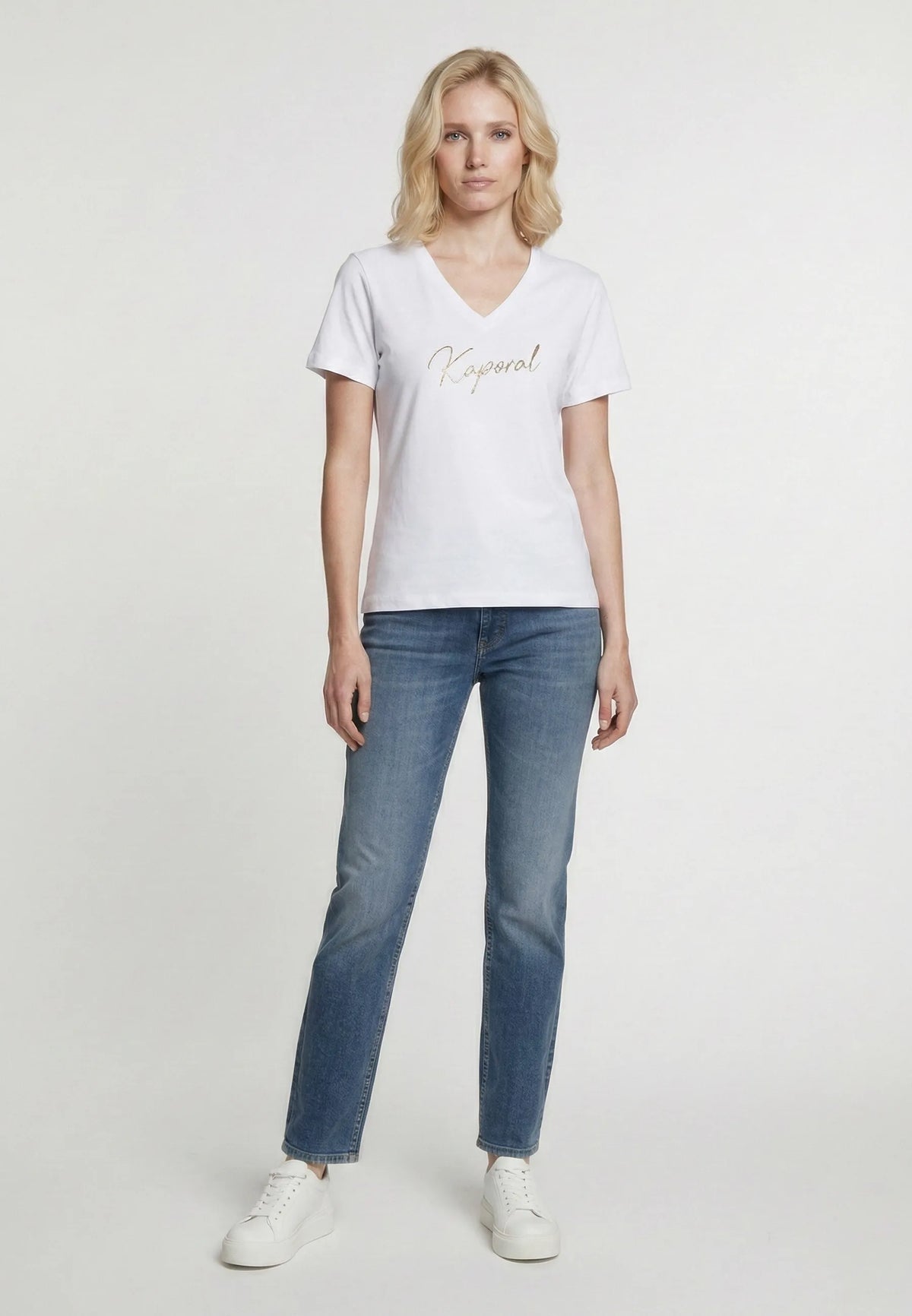 T-shirt short sleeves slim white cotton stretch LION