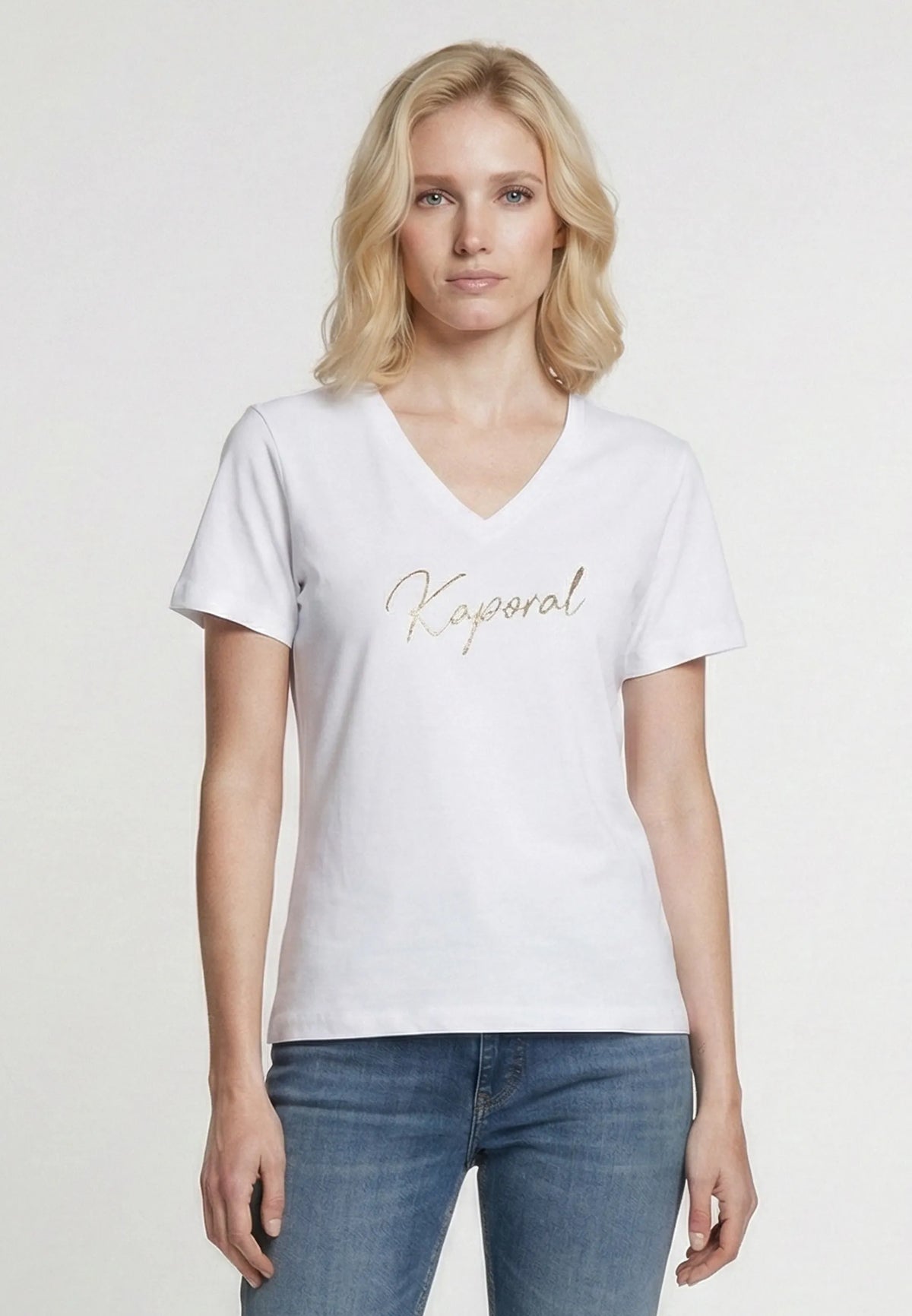 T-shirt short sleeves slim white cotton stretch LION