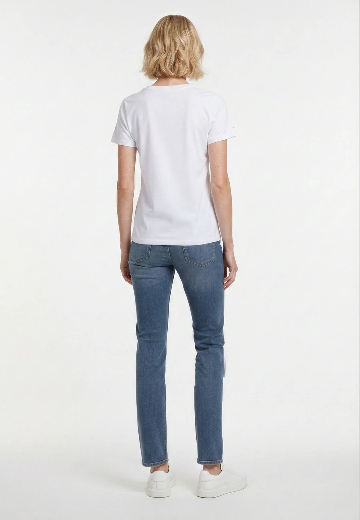 T-shirt short sleeves slim white cotton stretch LION