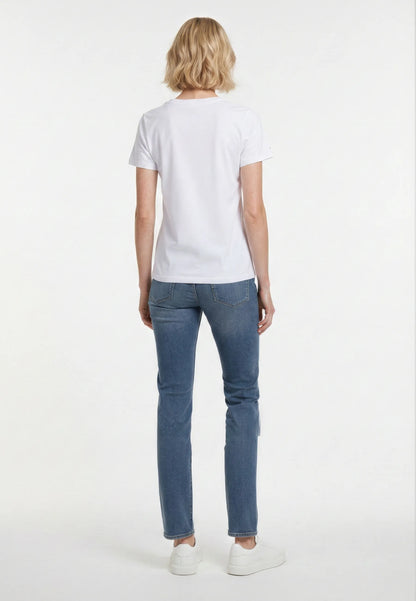 T-shirt short sleeves slim white cotton stretch LION