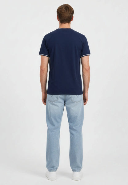 T-shirt manches courtes regular bleu marine coton ROLLE24