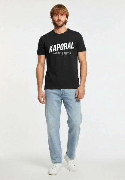T-shirt manches courtes slim noir coton stretch RYZZ
