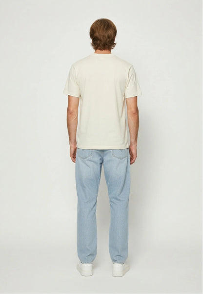 RALY white stretch cotton slim short-sleeved T-shirt