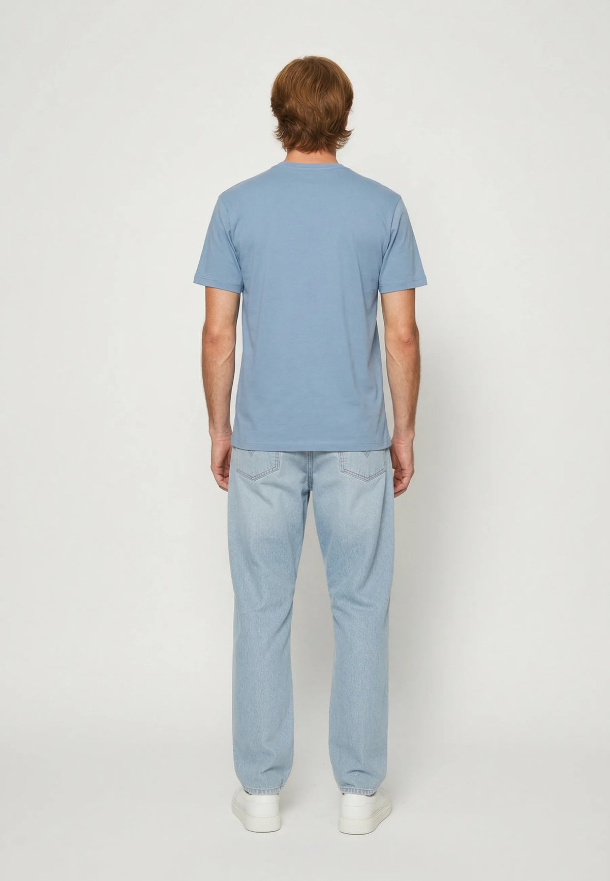 RALY sky blue stretch cotton slim short-sleeved T-shirt