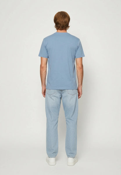 RALY sky blue stretch cotton slim short-sleeved T-shirt
