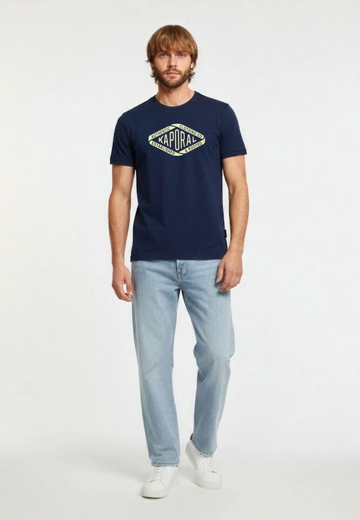 T-shirt manches courtes regular bleu marine coton RAZ