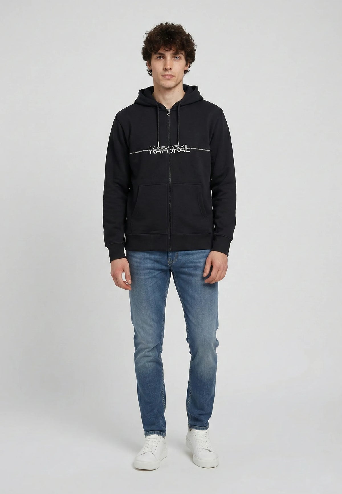Sweatshirt regular black cotton polyester ROLAN