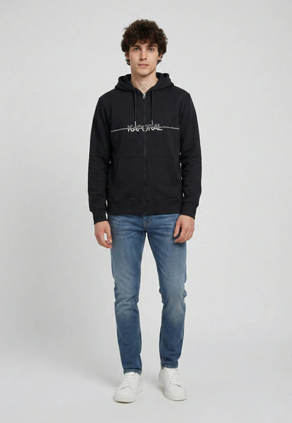 Sweatshirt regular black cotton polyester ROLAN