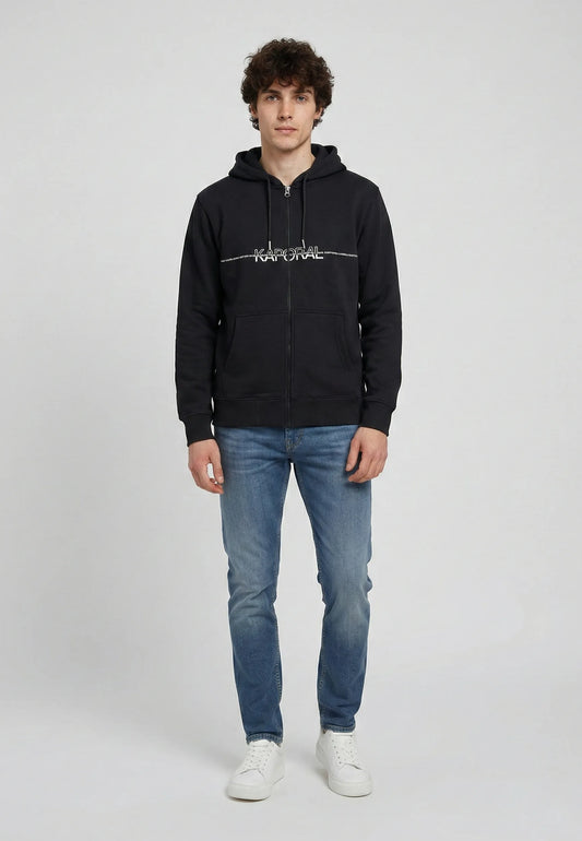 Sweatshirt regular black cotton polyester ROLAN