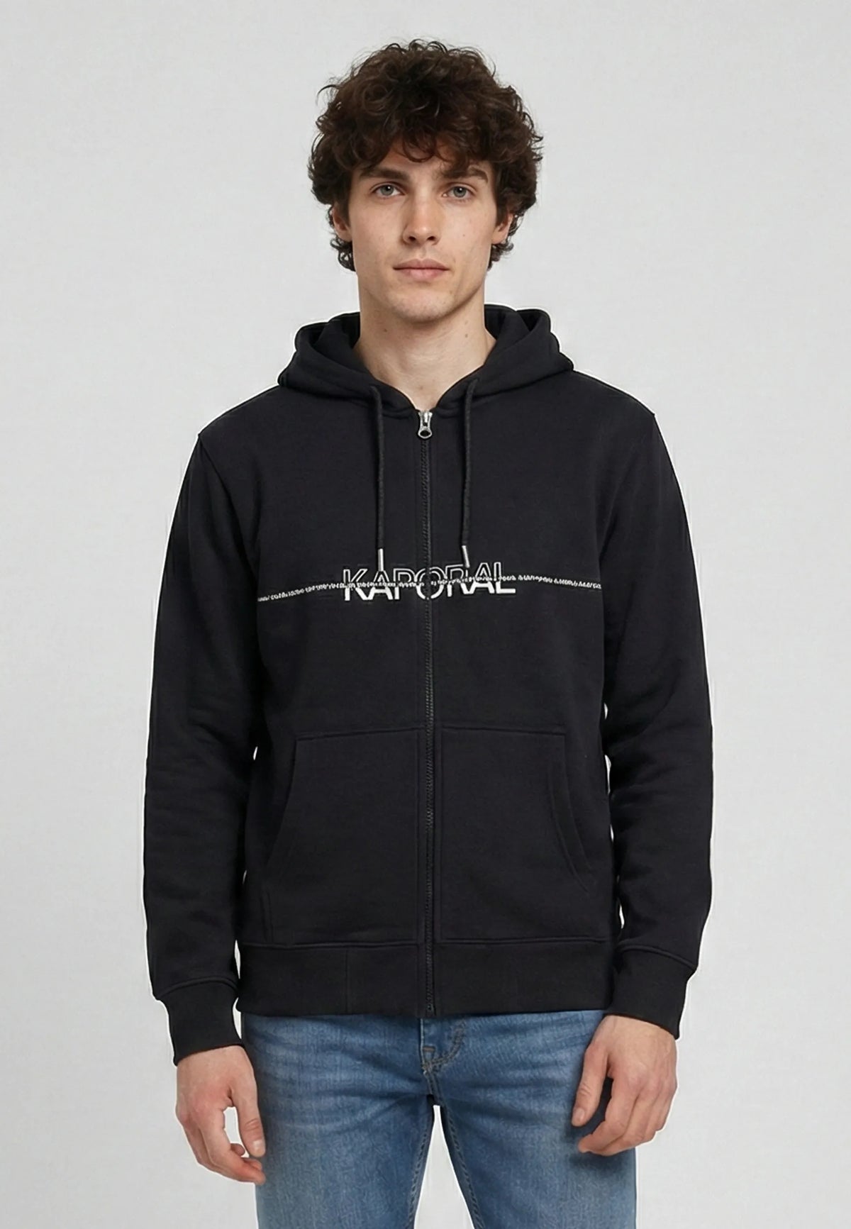 Sweatshirt regular black cotton polyester ROLAN